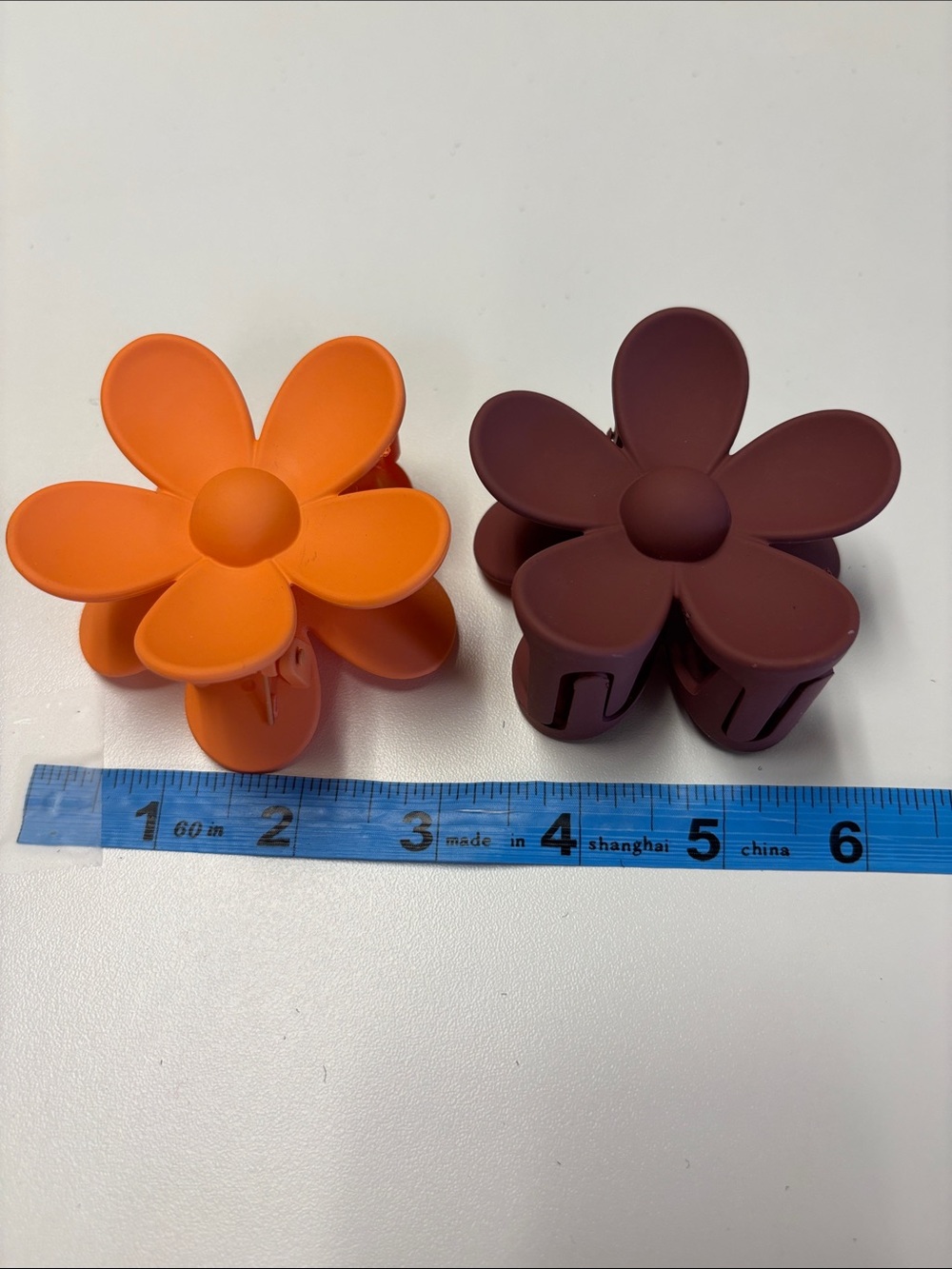 Silicone Flower Hair Claw Clip - Orange & Brown